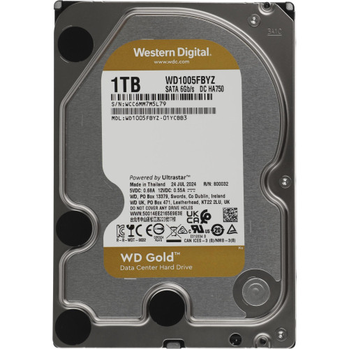 Жесткий диск WD SATA-III 1TB WD1005FBYZ Server Gold (7200rpm) 128Mb 3.5" 