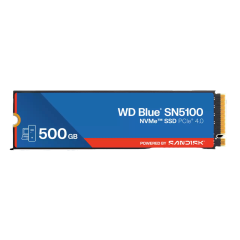 Твердотельные накопители WD SSD Blue SN5100, 500GB, M.2(22x80mm), NVMe, PCIe 4.0 x4, TLC, R/W 6600/5600MB/s, TBW 300, DWPD 0.3 (12 мес.)