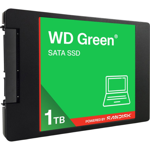 Твердотельный накопитель WD SSD Green, 1.0TB, 2.5" 7mm, SATA3, QLC, R/W 545/385MB/s, IOPs н.д./н.д., TBW н.д., DWPD н.д. (12 мес.)