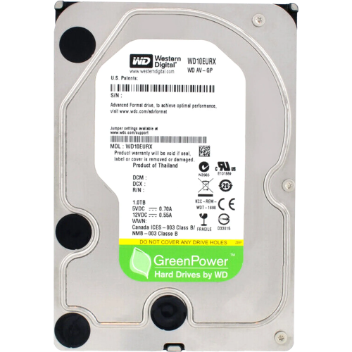 Жесткий диск RECERTIFIED HDD WD SATA3 1Tb AV-GP Video Surveillance 5400 RPM 64mb (replacement WD10EZRZ, WD10PURX, ST1000VX013) RECERTIFIED