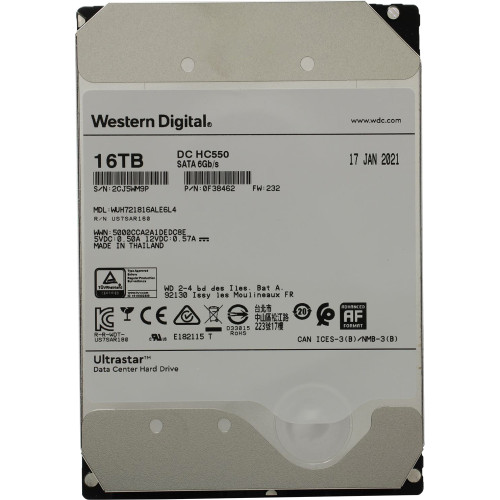 Жесткий диск HDD WD/HGST SATA Server 16Tb Ultrastar DC HC550 7200 6Gb/s 512MB 1 year warranty