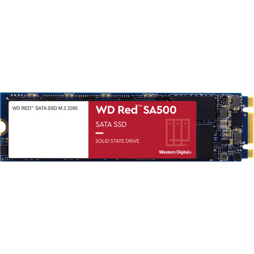 Твердотельные накопители WD SSD Red SA500 NAS, 500GB, M.2(22x80mm), SATA3, R/W 560/530MB/s, IOPs 95 000/85 000, DRAM buffer, TBW 350, DWPD 0.4 (12 мес.)