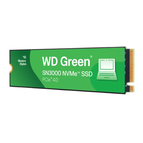 Твердотельные накопители WD SSD Green SN3000, 500GB, M.2(22x80mm), NVMe, PCIe 4.0 x4, QLC, R/W 5000/4100MB/s, TBW 100, DWPD 0.2 (12 мес.)