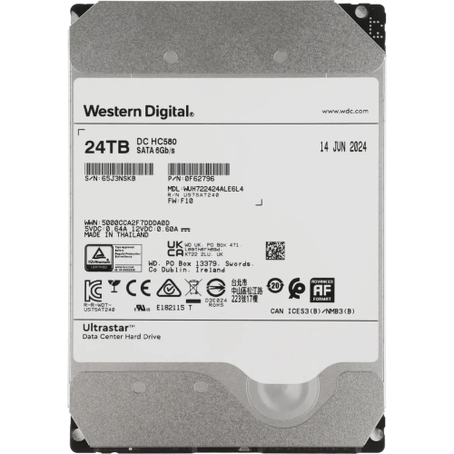 Жесткий диск HDD WD SATA Server 24Tb Ultrastar DC HC580 7200 6Gb/s 512MB 1 year warranty