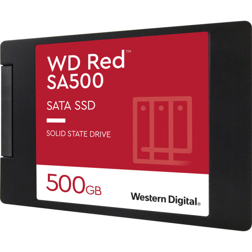 Твердотельные накопители WD SSD Red SA500 NAS, 500GB, 2.5" 7mm, SATA3, R/W 560/530MB/s, IOPs 95 000/85 000, DRAM buffer, TBW 350, DWPD 0.4 (12 мес.)