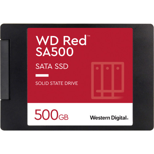 Твердотельные накопители WD SSD Red SA500 NAS, 500GB, 2.5" 7mm, SATA3, R/W 560/530MB/s, IOPs 95 000/85 000, DRAM buffer, TBW 350, DWPD 0.4 (12 мес.)