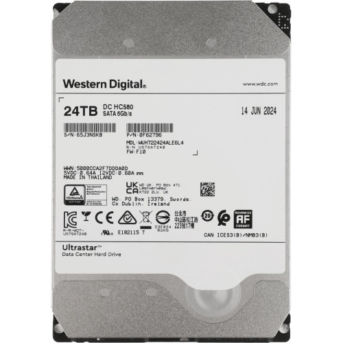 Жесткий диск WD SATA-III 24TB WUH722424ALE6L4 Server Ultrastar DC HC580 (7200rpm) 512Mb 3.5" 