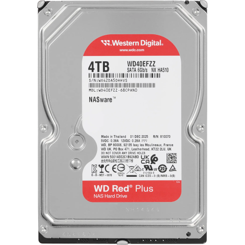 Жесткий диск HDD WD SATA3 4Tb NAS Red Plus 5400 128Mb (replacement WD40EFZX, WD40EFAX, WD40EFPX)