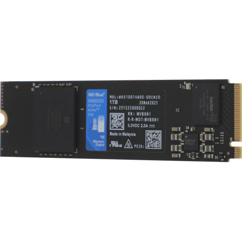 Твердотельный накопитель WD PCIe 4.0 x4 1TB WDS100T4B0Е SN5000 Blue M.2 2280