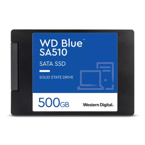 Твердотельный накопитель WD SSD Blue SA510, 500GB, 2.5" 7mm, SATA3, R/W 560/510MB/s, IOPs 90 000/82 000, TBW 200, DWPD 0.2 (12 мес.)