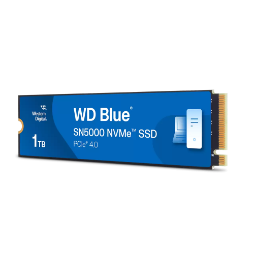 Твердотельные накопители WD SSD Blue SN5000, 1000GB, M.2(22x80mm), NVMe, PCIe 4.0 x4, TLC, R/W 5150/4900MB/s, TBW 600, DWPD 0.3 (12 мес.)