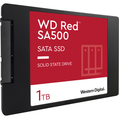 Твердотельные накопители WD SSD Red SA500 NAS, 1000GB, 2.5" 7mm, SATA3, R/W 560/530MB/s, IOPs 95 000/85 000, DRAM buffer, TBW 600, DWPD 0.4 (12 мес.)