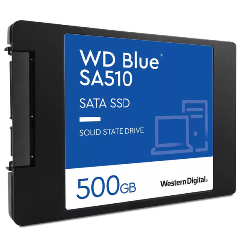 Твердотельный накопитель WD SSD Blue SA510, 500GB, 2.5" 7mm, SATA3, R/W 560/510MB/s, IOPs 90 000/82 000, TBW 200, DWPD 0.2 (12 мес.)