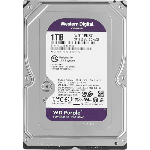 Жесткий диск RECERTIFIED HDD WD SATA3 1TB Purple Video 5400 RPM 64Mb RECERTIFIED
