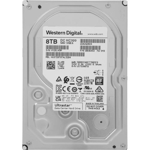 Жесткий диск WD SAS 3.0 8TB 0B36453 HUS728T8TAL5204 Server Ultrastar DC HC320 512E (7200rpm) 256Mb 3.5"