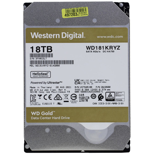 Жесткий диск HDD WD SATA3 18Tb Gold 7200 512mb 1 year warranty