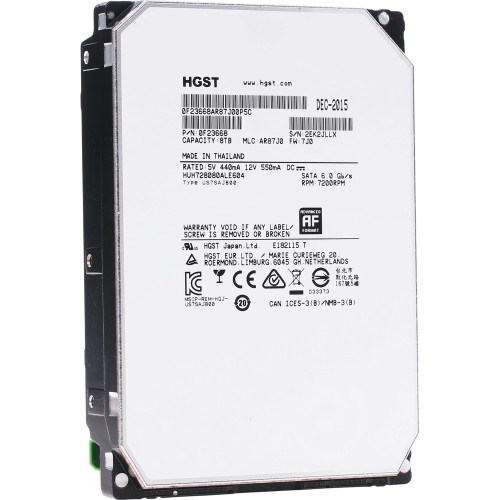 Жесткий диск RECERTIFIED HDD HGST SATA Server 8Tb Ultrastar 7200 6Gb/s 128MB 0F23668 (replacement HUS728T8TALE6L4, MG08ADA800E, MG10ADA800E, WD8005FRYZ) RECERTIFIED