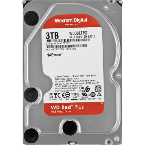 Жесткий диск WD SATA-III 3TB WD30EFPX NAS Red Plus (5400rpm) 256Mb 3.5" 
