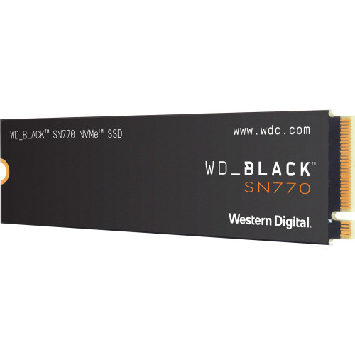 Твердотельный накопитель WD SSD Black SN770 NVMe, 1.0TB, M.2(22x80mm), NVMe, PCIe 4.0 x4, 3D TLC, R/W 5150/4900MB/s, IOPs 740 000/800 000, TBW 600, DWPD 0.3 (12 мес.)