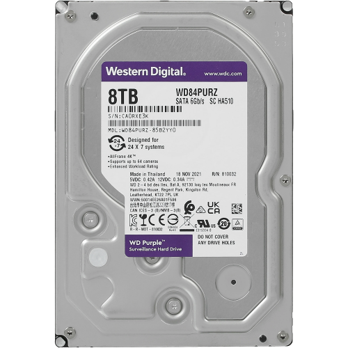 Жесткий диск RECERTIFIED HDD WD SATA3 8Tb Purple 5640 128Mb (replacement WD85PURZ, ST8000VX010, ST8000VX009) RECERTIFIED