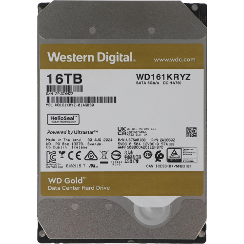 Жесткий диск WD SATA-III 16Tb WD161KRYZ Server Gold (7200rpm) 512Mb 3.5" 