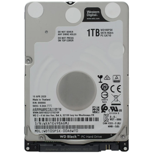 Жесткий диск HDD WD SATA3 1TB 2.5"""" Black 7200RPM 64MB 1 year warranty