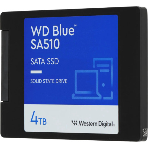 Твердотельный накопитель WD SSD Blue SA510, 4000GB, 2.5" 7mm, SATA3, R/W 560/520MB/s, IOPs 87 000/83 000, TBW 600, DWPD 0.1 (12 мес.)