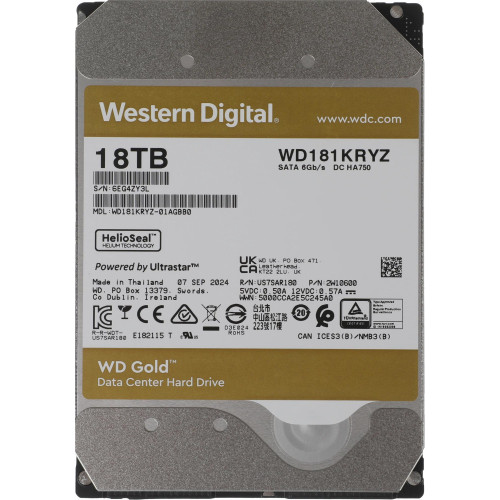 Жесткий диск WD SATA-III 18TB WD181KRYZ Server Gold 512E (7200rpm) 512Mb 3.5"