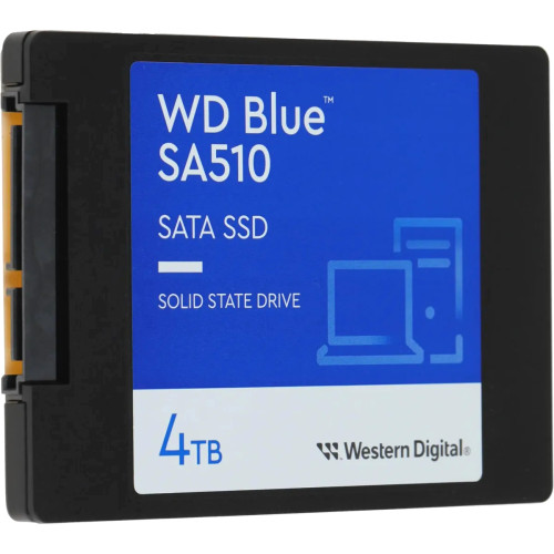 Твердотельный накопитель WD SSD Blue SA510, 4000GB, 2.5" 7mm, SATA3, R/W 560/520MB/s, IOPs 87 000/83 000, TBW 600, DWPD 0.1 (12 мес.)