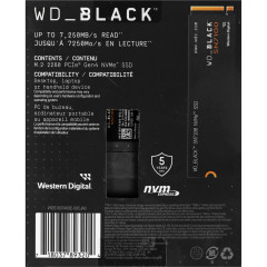 Твердотельные накопители WD SSD Black SN7100, 1000GB, M.2(22x80mm), NVMe, PCIe 4.0 x4, 3D TLC, R/W 7250/6900MB/s, IOPs 1 000 000/1 400 000, TBW 600, DWPD 0.3 (12 мес.)