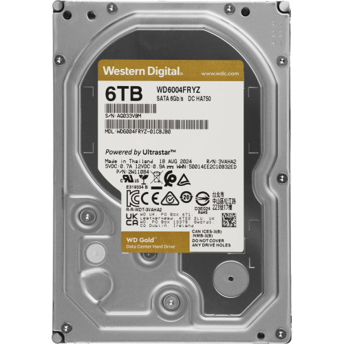 Жесткий диск WD SATA-III 6TB WD6004FRYZ Server Gold 512E (7200rpm) 256Mb 3.5" 