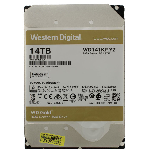 Жесткий диск HDD WD SATA3 14Tb Gold 7200 512mb 1 year warranty