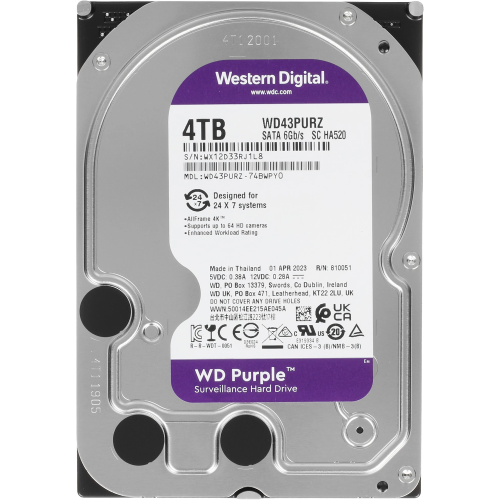 Жесткий диск RECERTIFIED HDD WD SATA3 4TB Purple Surveillancer 5400 RPM 256Mb RECERTIFIED