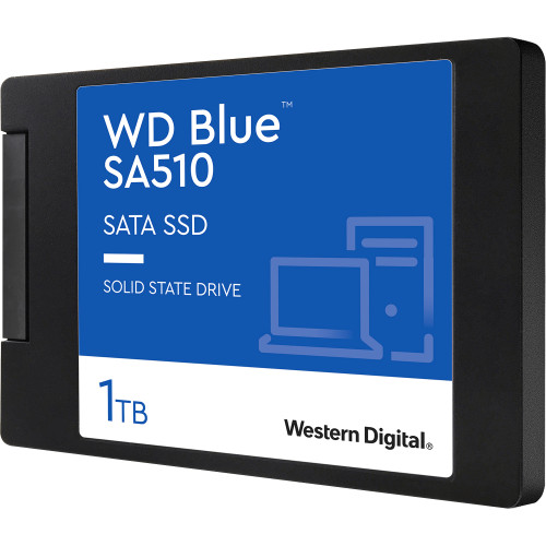Твердотельные накопители WD SSD Blue SA510, 1.0TB, 2.5" 7mm, SATA3, R/W 560/530MB/s, IOPs 95 000/84 000, TBW 400, DWPD 0.2 (12 мес.)