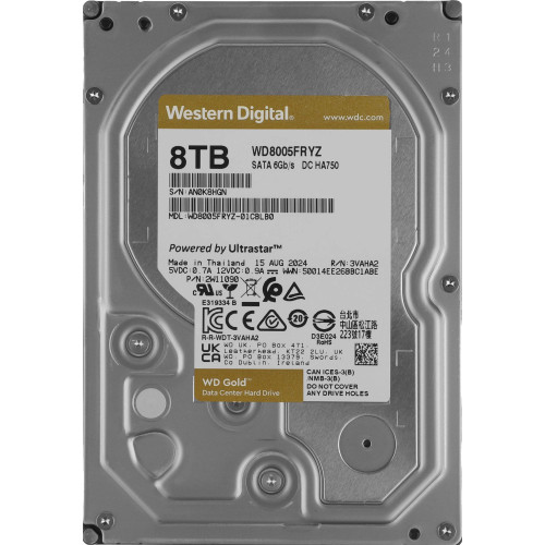 Жесткий диск WD SATA-III 8TB WD8005FRYZ Server Gold 512E (7200rpm) 256Mb 3.5" 