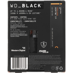 Твердотельный накопитель WD SSD Black SN7100, 500GB, M.2(22x80mm), NVMe, PCIe 4.0 x4, TLC, R/W 6800/5800MB/s, TBW 300, DWPD 0.3 (12 мес.)