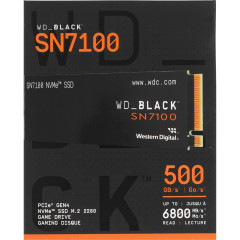 Твердотельный накопитель WD SSD Black SN7100, 500GB, M.2(22x80mm), NVMe, PCIe 4.0 x4, TLC, R/W 6800/5800MB/s, TBW 300, DWPD 0.3 (12 мес.)