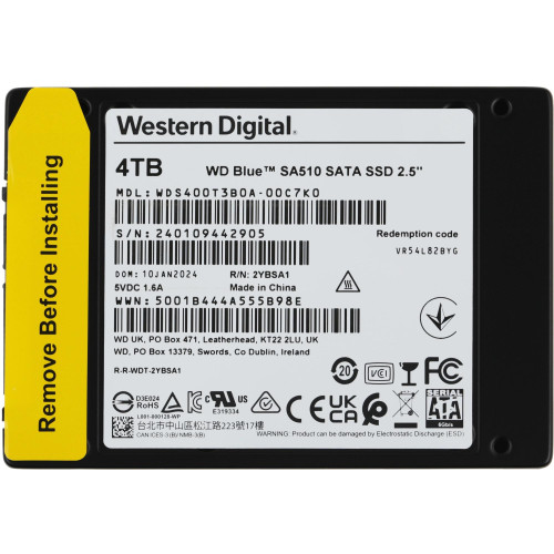 Твердотельный накопитель WD S SATA-III 4TB WDS400T3B0A Blue SA510 2.5" 