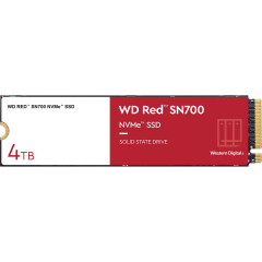 Твердотельные накопители WD SSD Red SN700 NVMe for NAS, 4.0TB, M.2(22x80mm), NVMe, PCIe 3.0 x4, R/W 3400/3100MB/s, IOPs 550 000/520 000, TBW 5100, DWPD 1 (12 мес.)