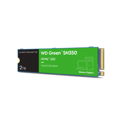 Твердотельный накопитель WD SSD Green SN350 NVMe, 2.0TB, M.2(22x80mm), NVMe, PCIe 3.0 x4, QLC, R/W 3200/3000MB/s, IOPs 500 000/450 000, TBW 100, DWPD 0.1 (12 мес.)